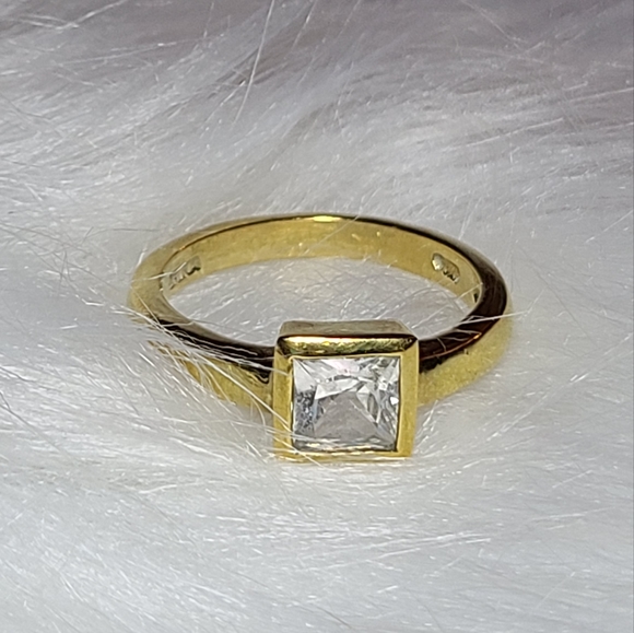 Vintage Princess Cut Solitaire Vermeil Sz 8 Ring (approx 2 ct tw) - Picture 3 of 9